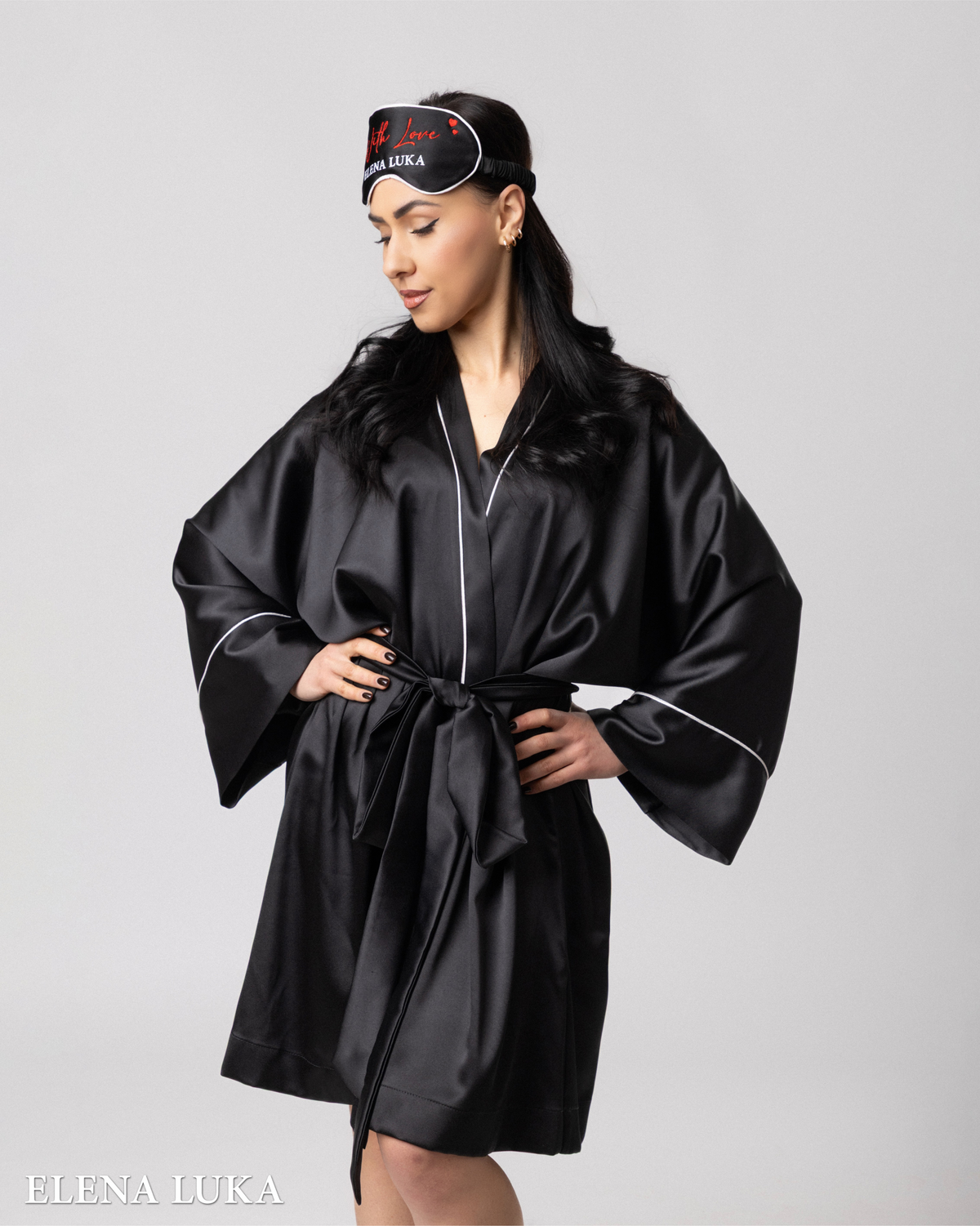 Robe Set with Eye Mask – With Love (Red)