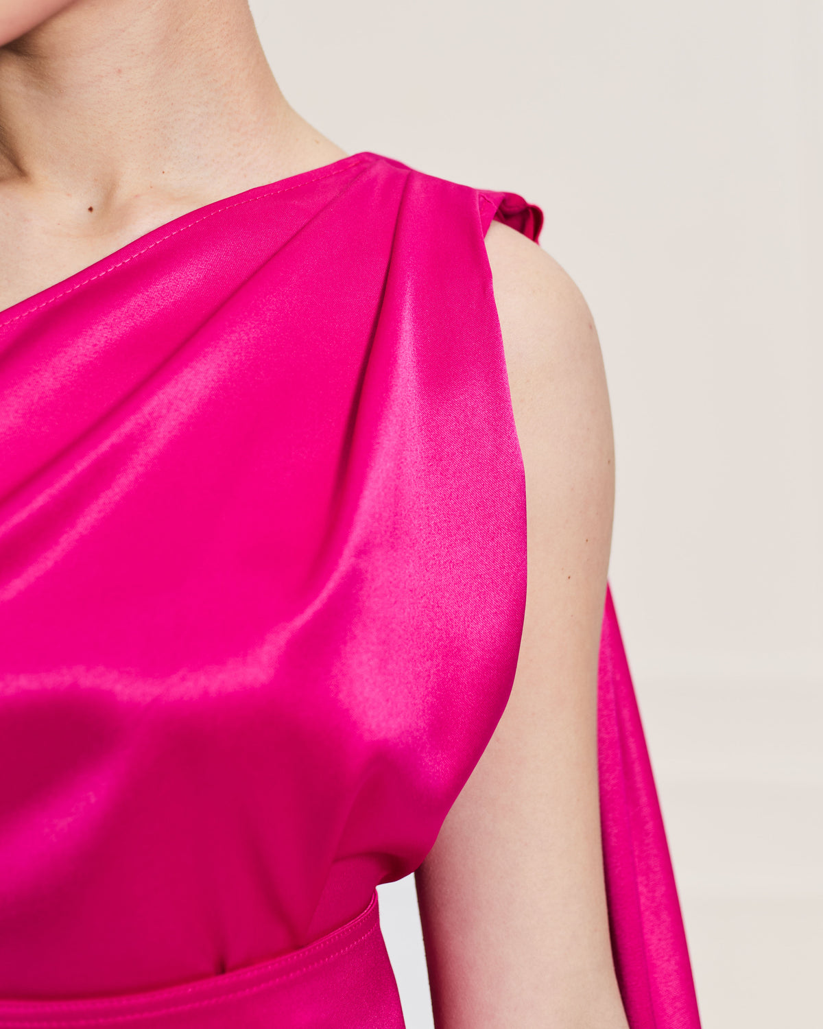 &quot;Allegra&quot; – Asymmetrical Satin Midi Dress