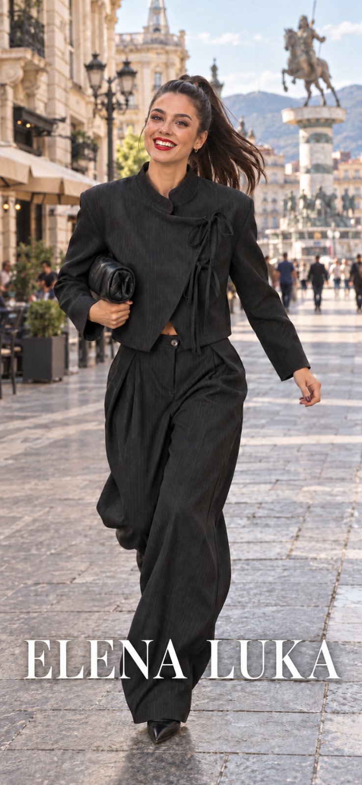 Elena Luka - asymmetrical pinstripe suit -  Alexandra
