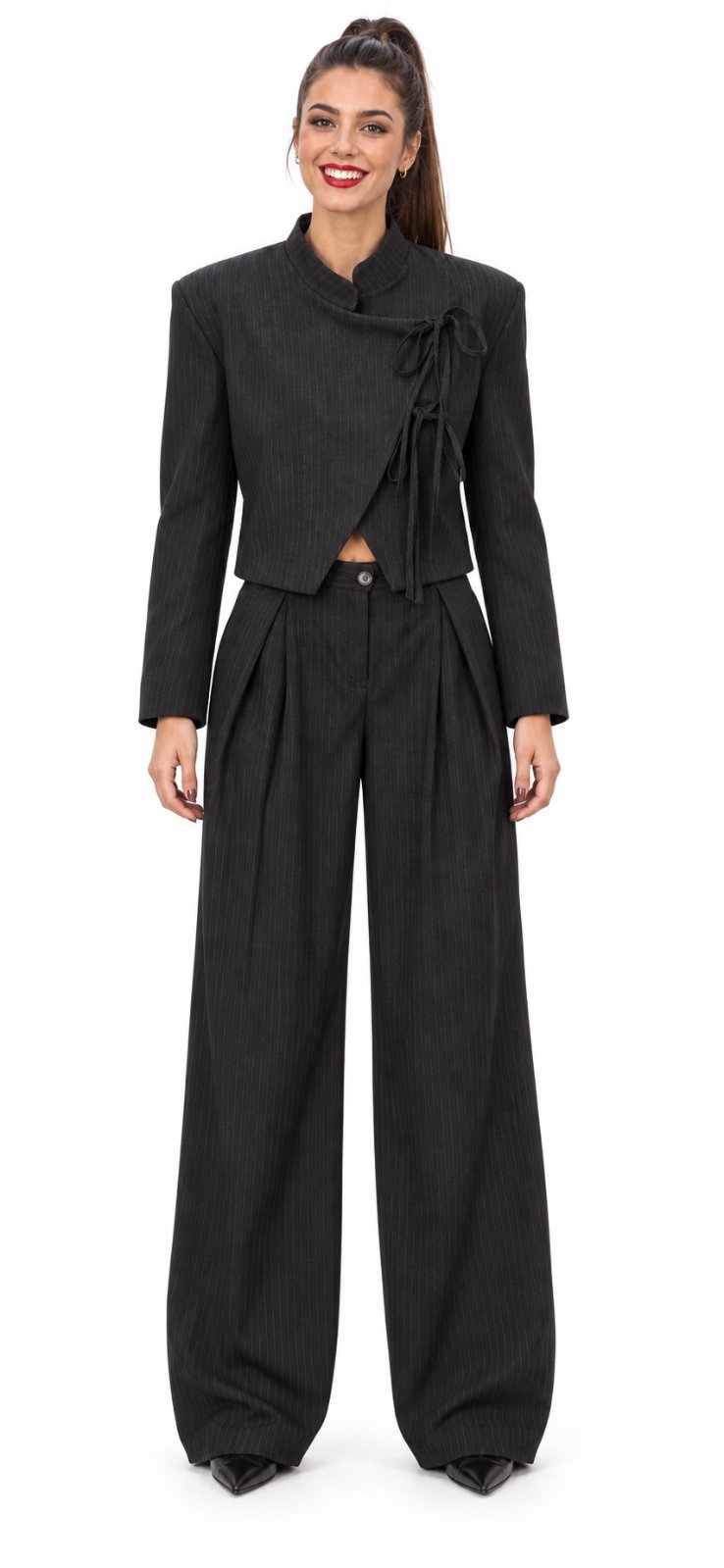 Elena Luka - asymmetrical pinstripe suit -  Alexandra