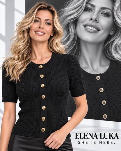 Classic Ribbed Knit Top in Black