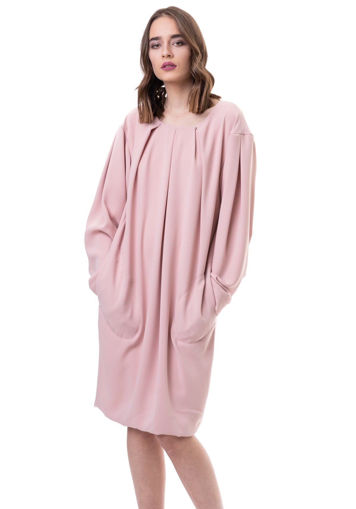 Long SLeeve Loose-Fitted Midi Dress