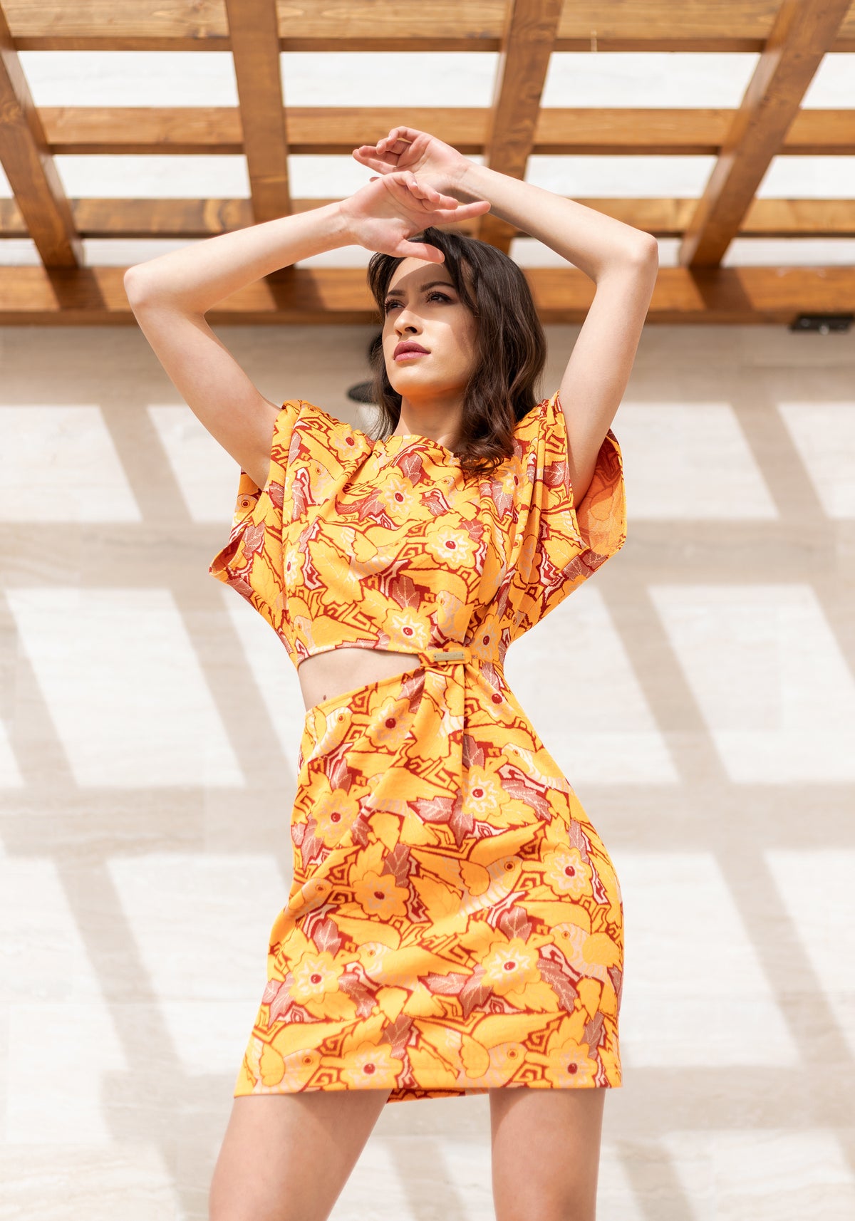 Сафари-портокалово краток пролетен фустан