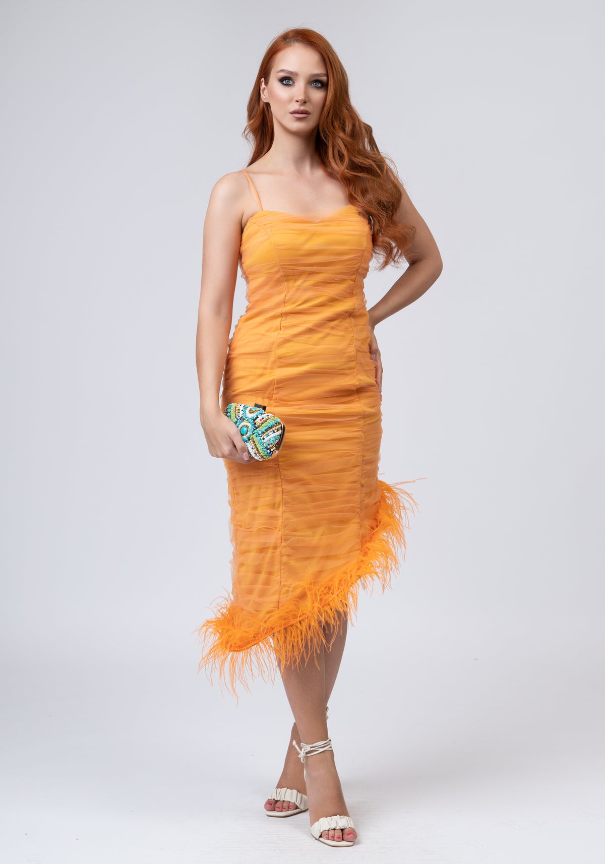 Портокал миди фустан