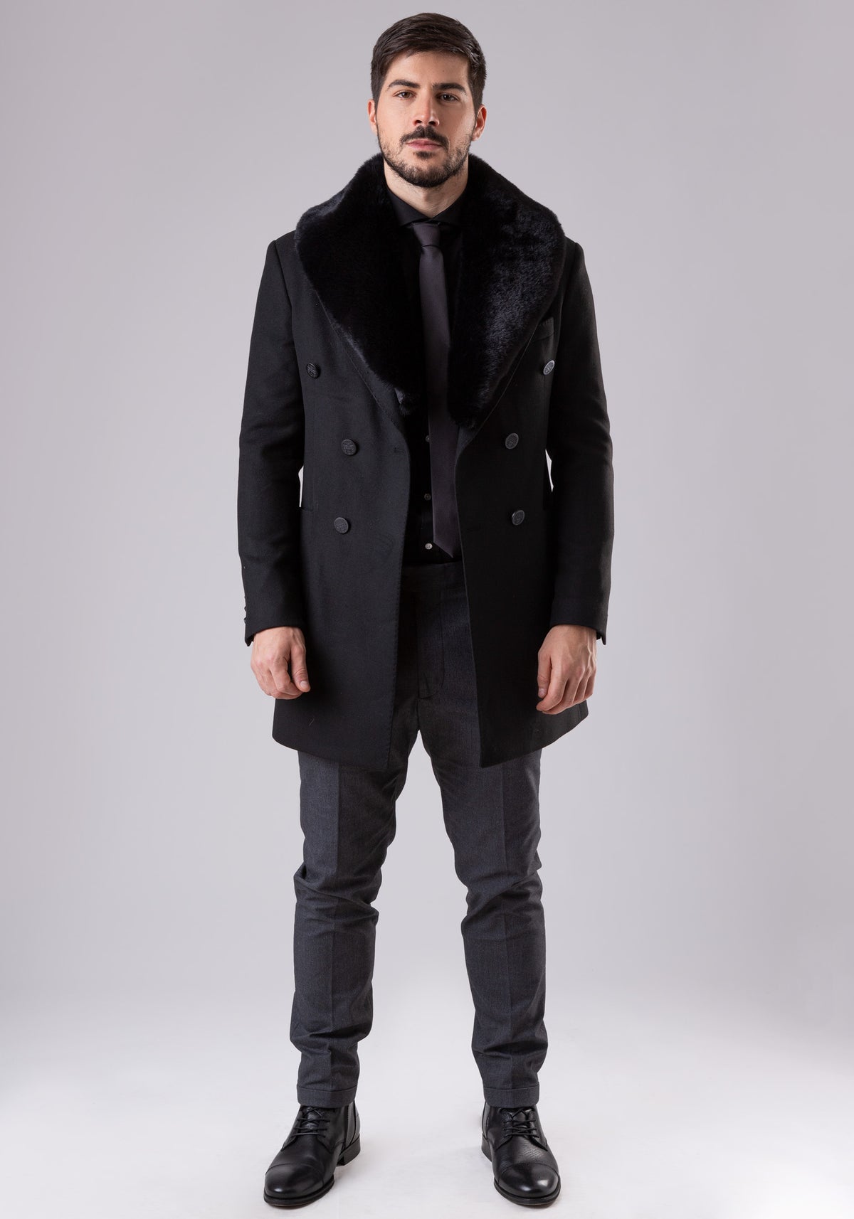 Fur coat black