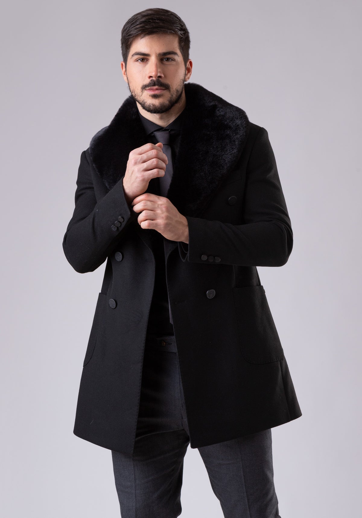 Fur coat black