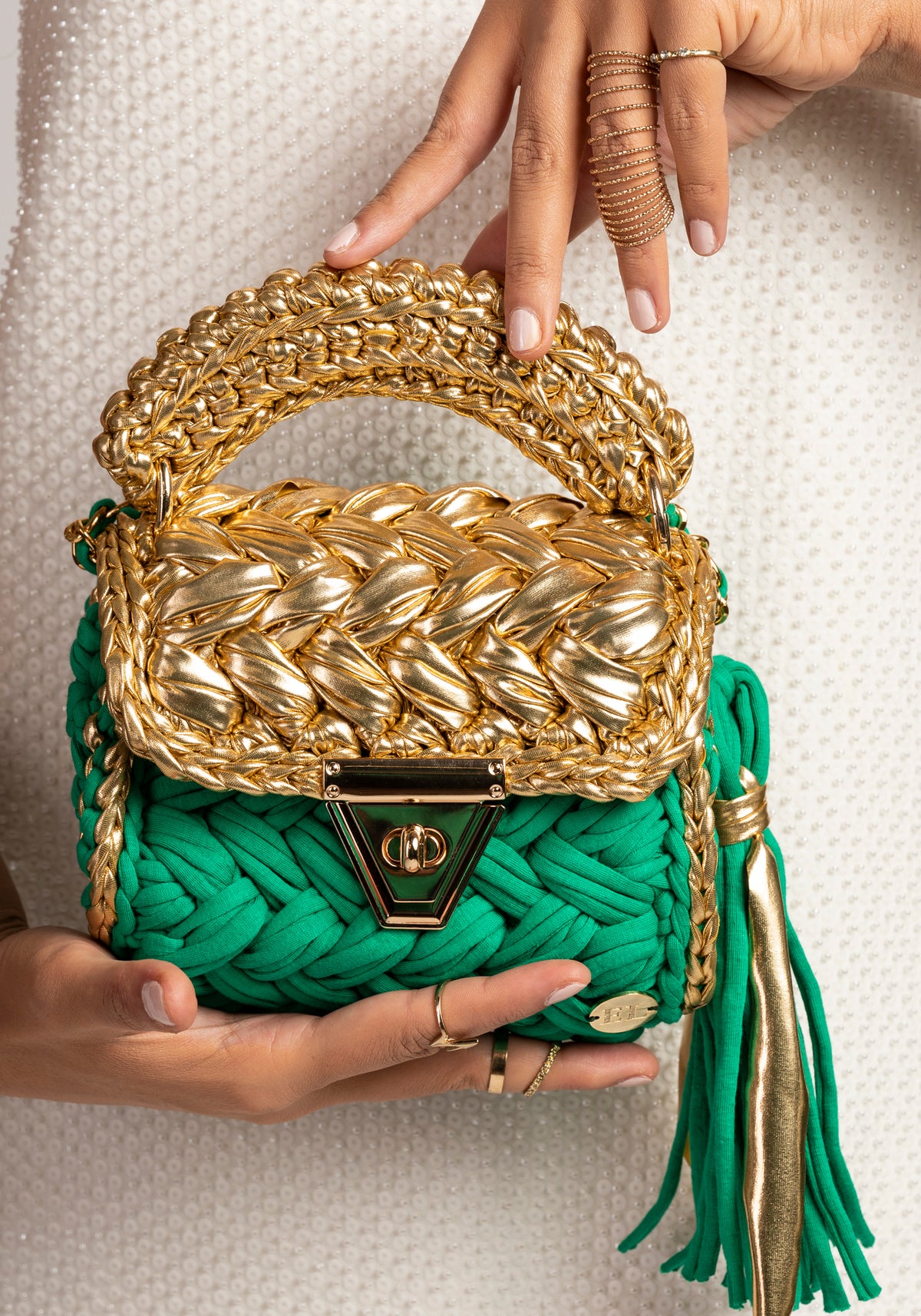 Green Woven Handbag