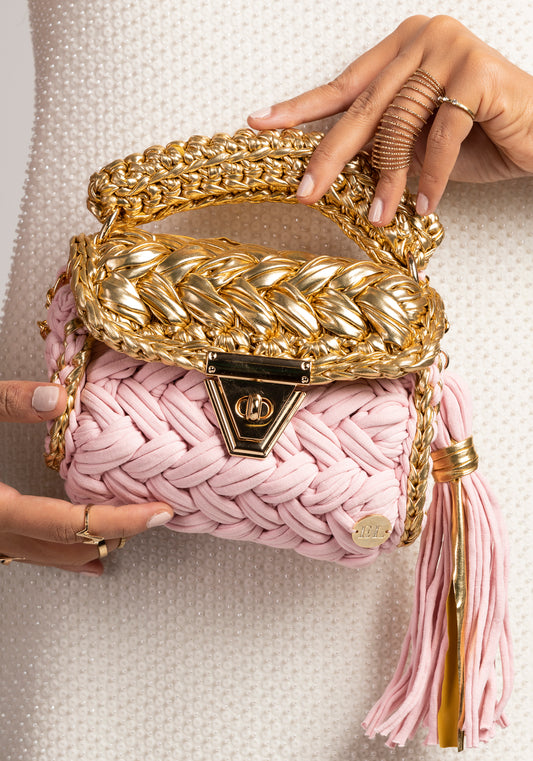 Pink Woven Handbag