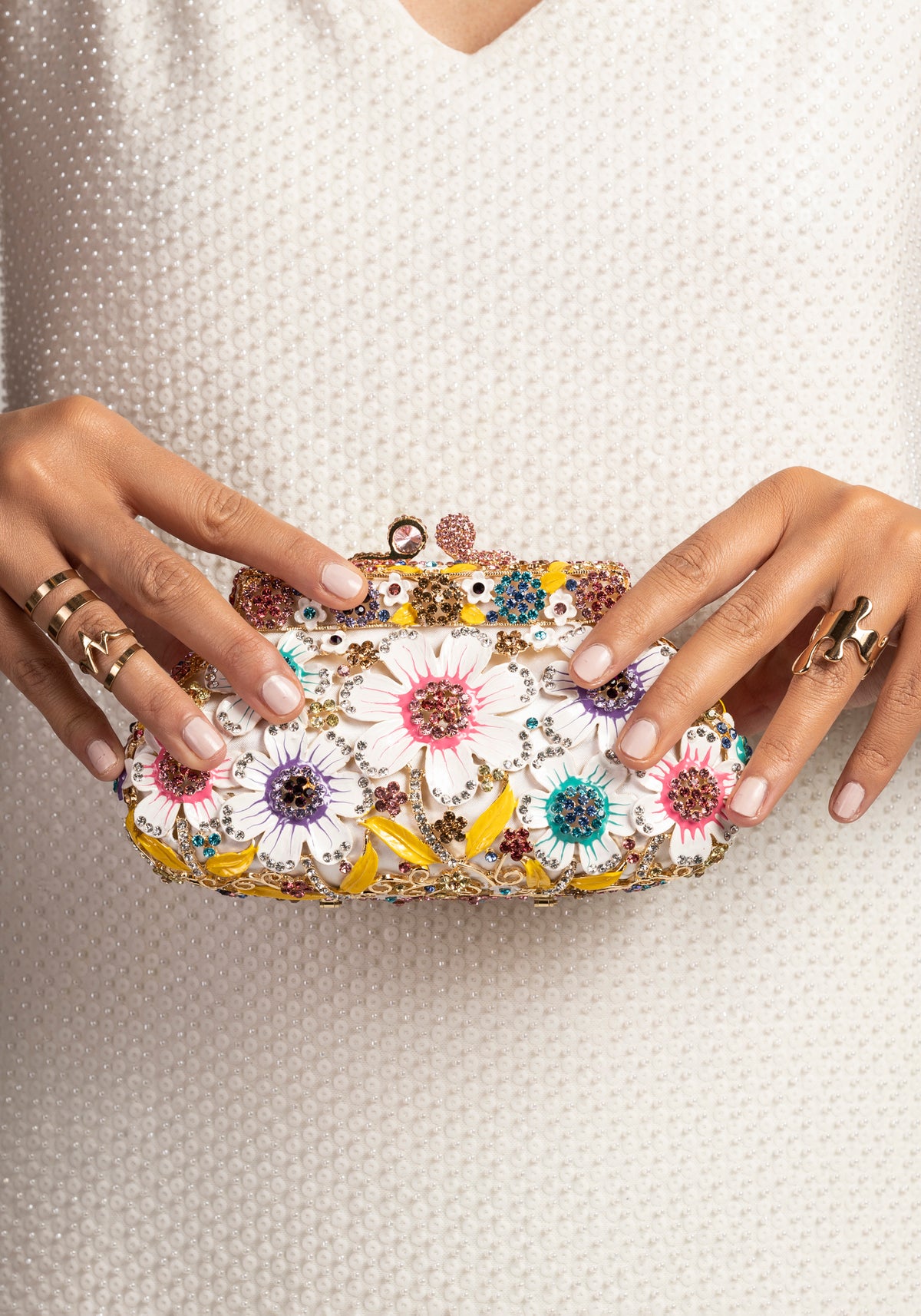 Gemstone ornate luxury handbag