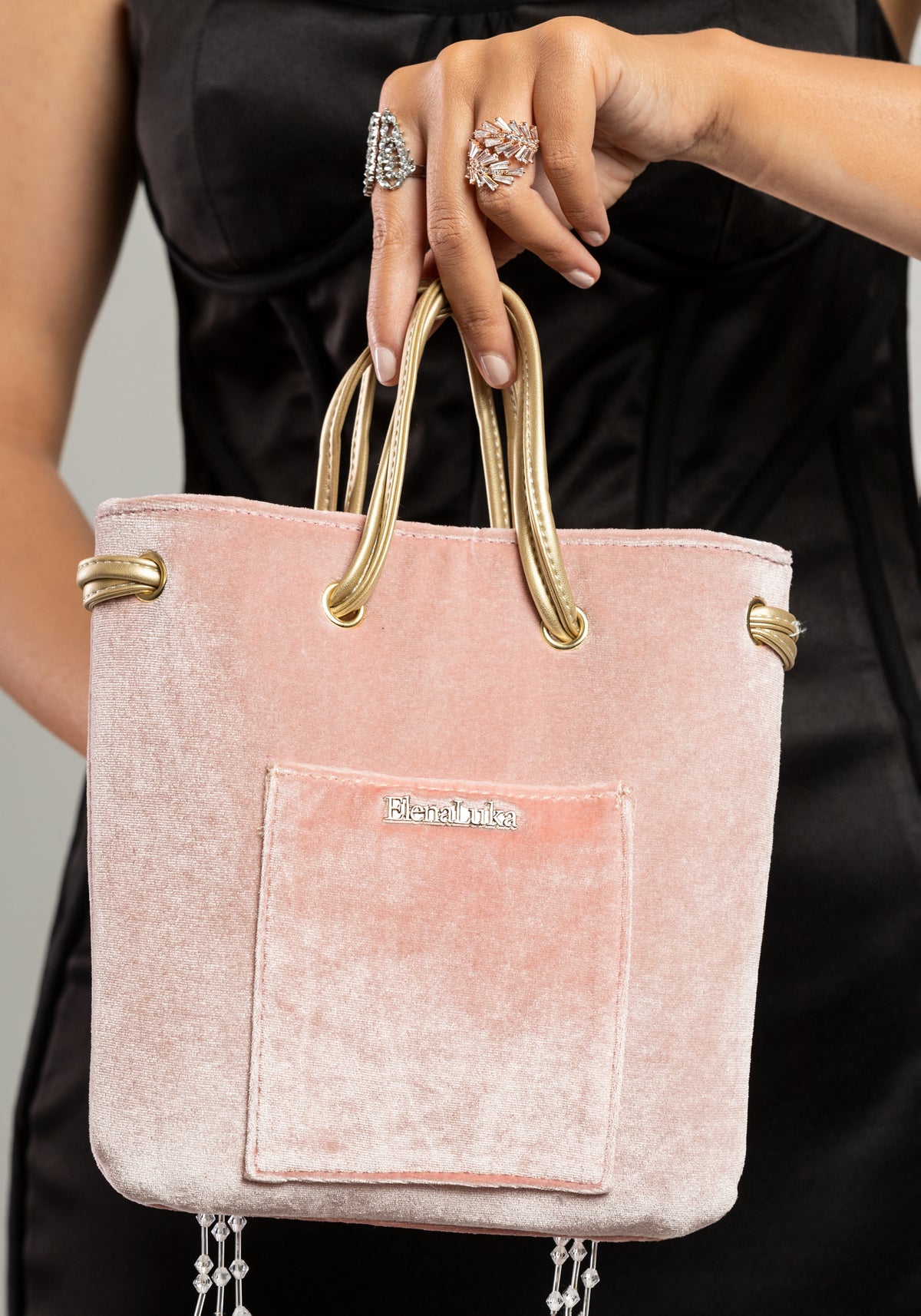 Плишана розова луксузна чанта