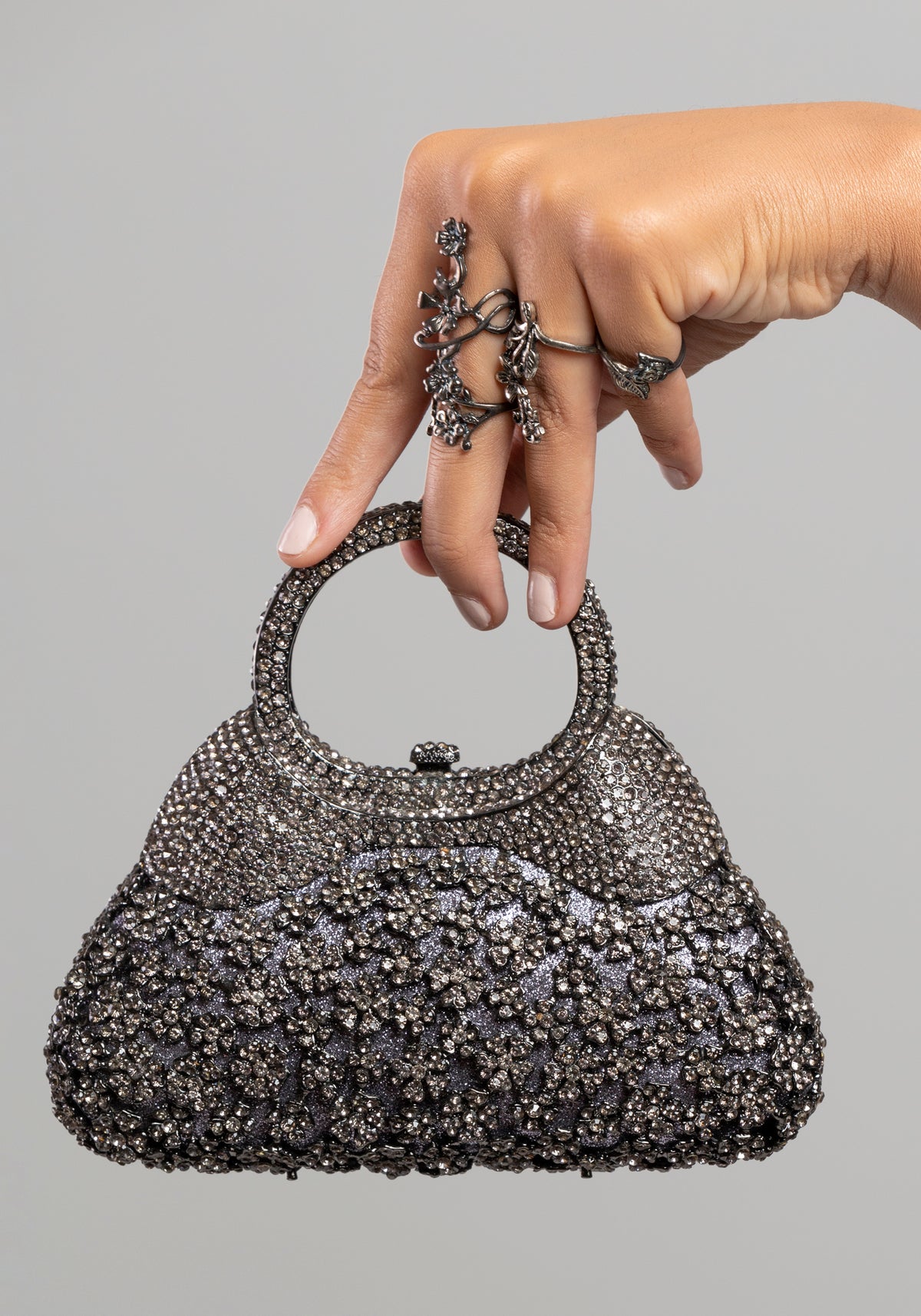 Black gemstone decorated handbag