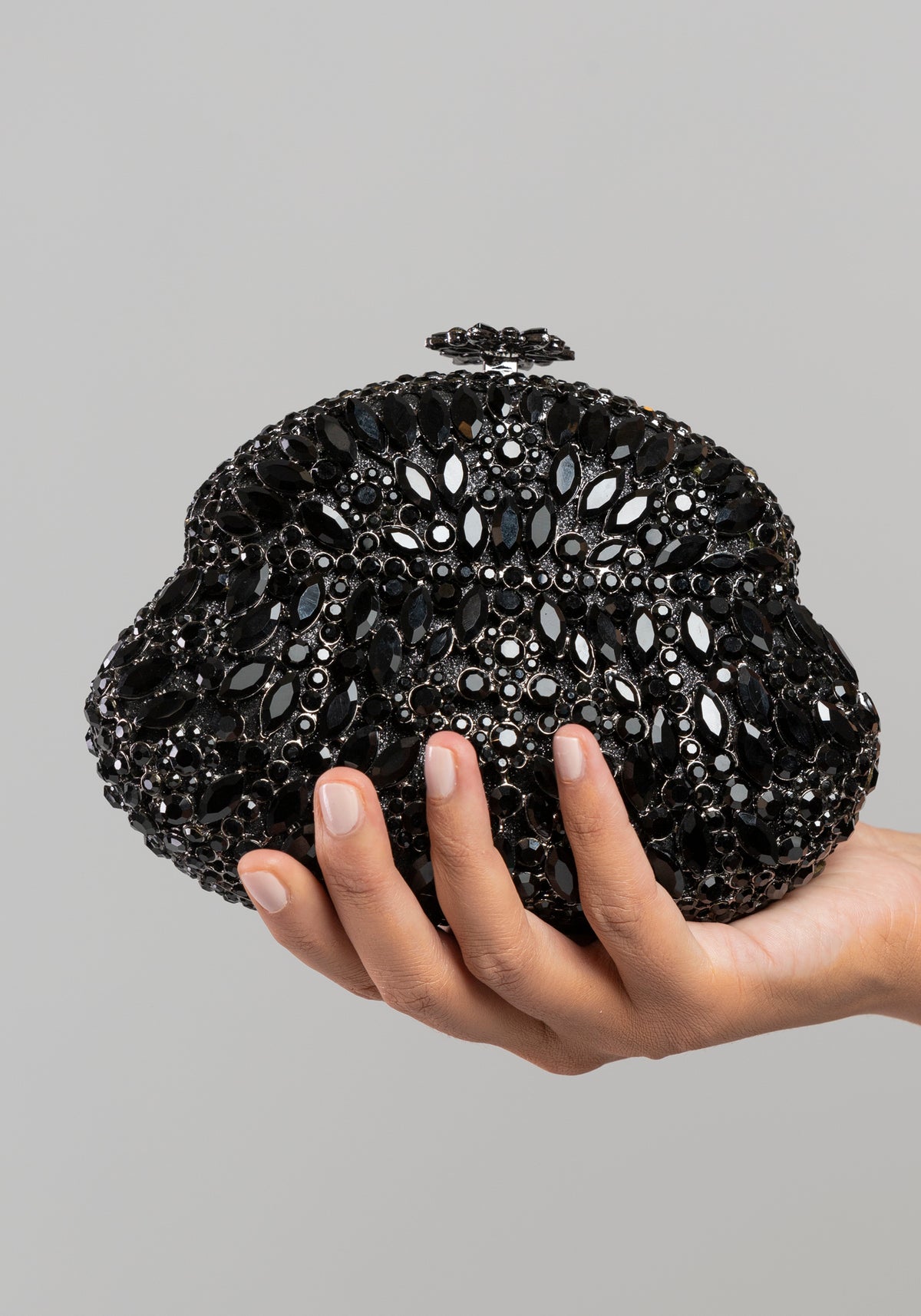 Black gemstone ornate handbag