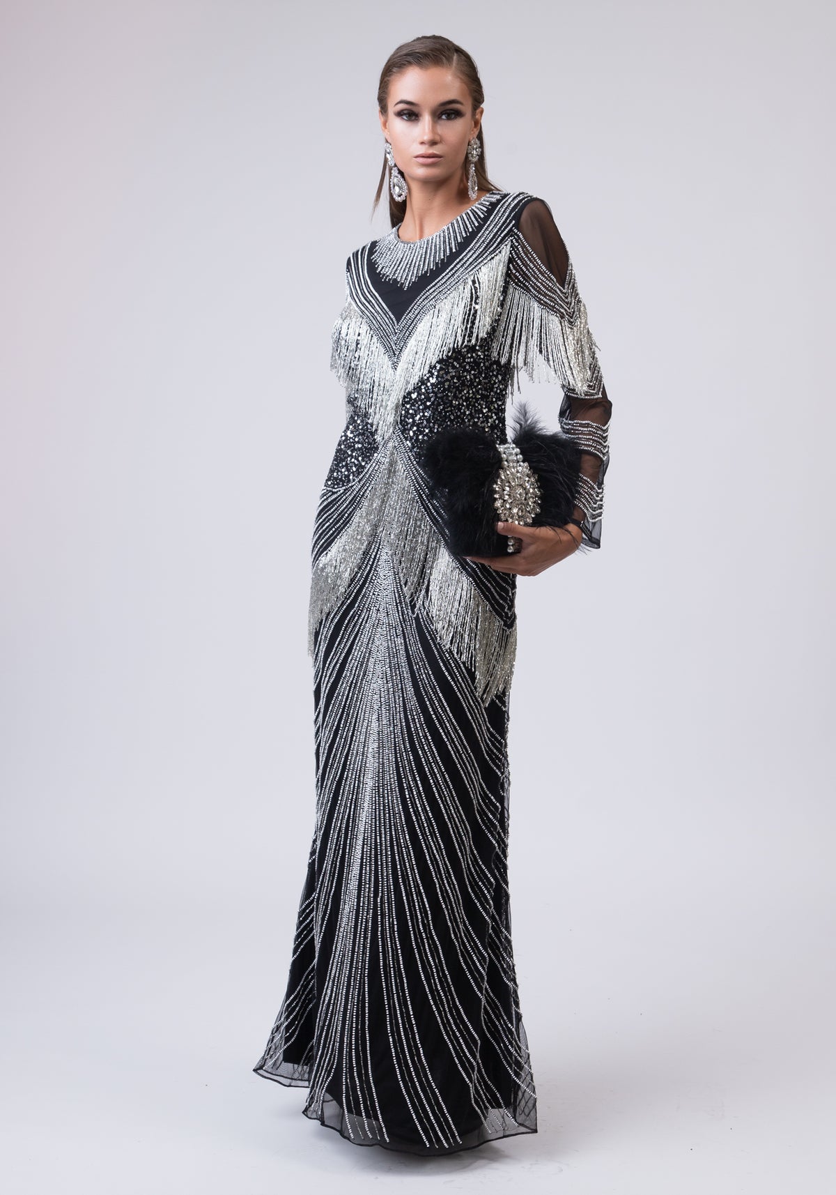 Black and silver long dress